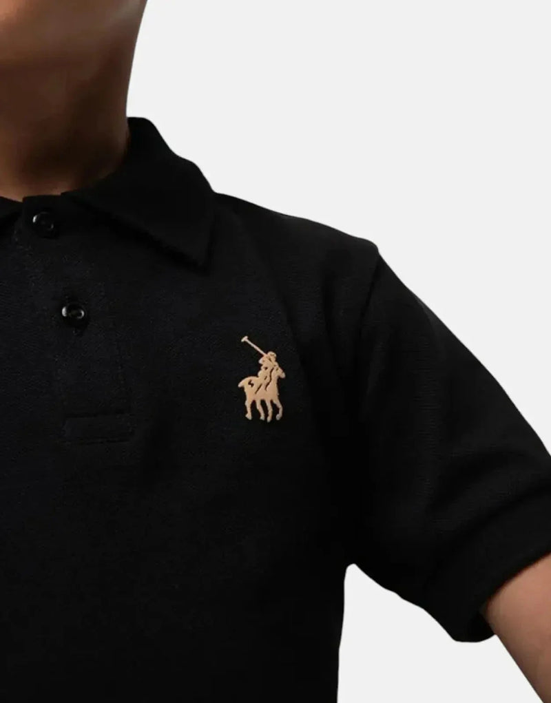 Polo Kids' Preston Black Pique Golfer Shirt: Comfortable Cotton, Classic Style
