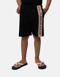 Polo Boys Preston Black Printed Shorts - Soft Cotton Fleece, Relaxed Fit