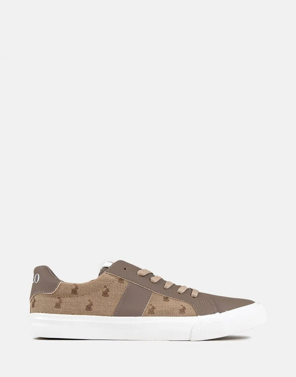 Polo Side Flash Monogram Brown Sneaker Men's Premium Casual Footwear