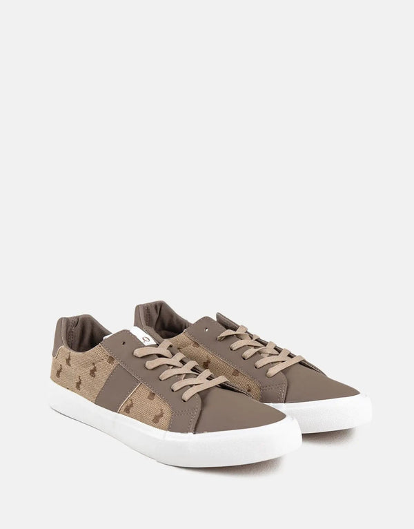 Polo Side Flash Monogram Brown Sneaker Men's Premium Casual Footwear