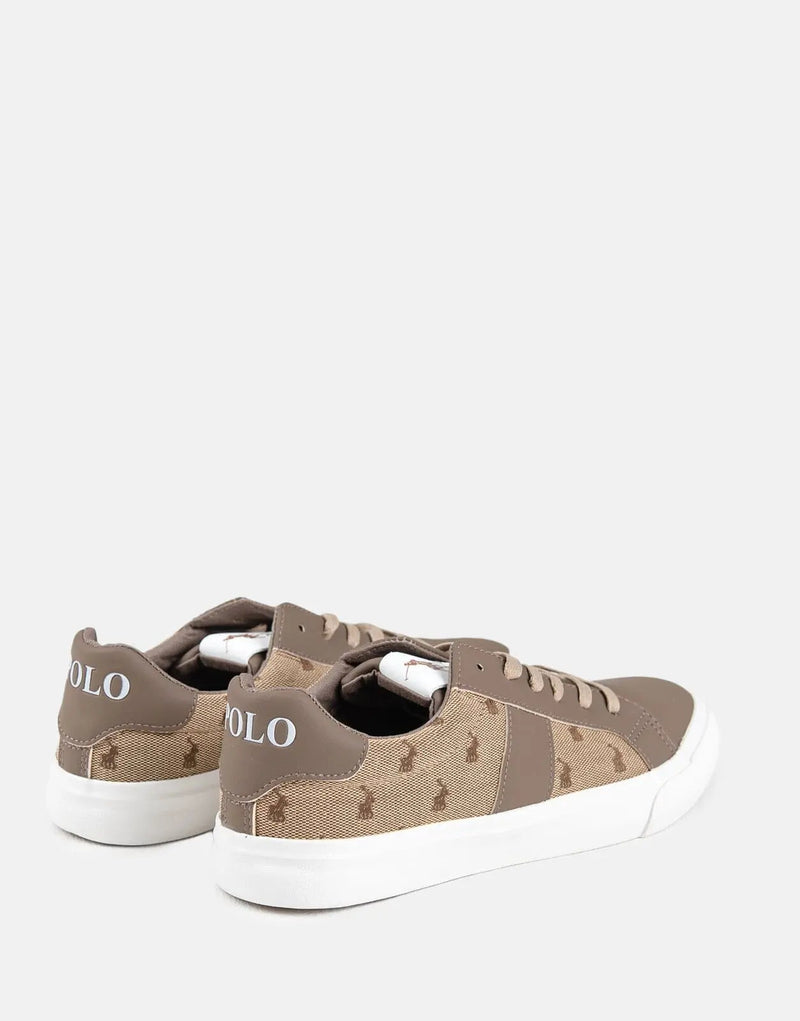 Polo Side Flash Monogram Brown Sneaker Men's Premium Casual Footwear