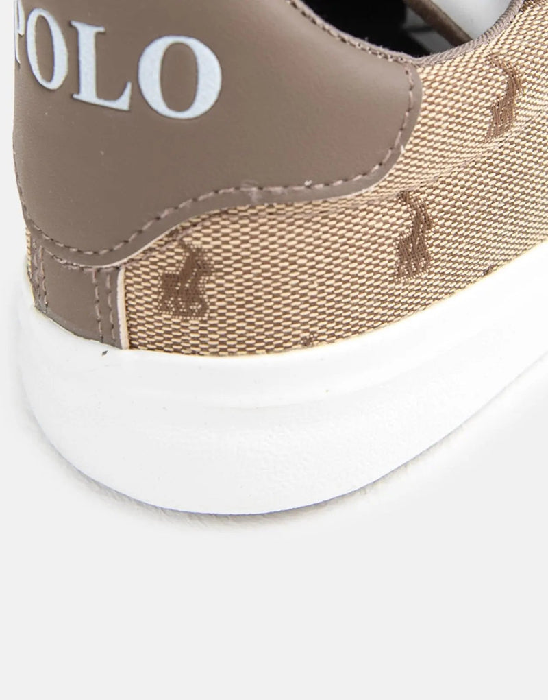 Polo Side Flash Monogram Brown Sneaker Men's Premium Casual Footwear
