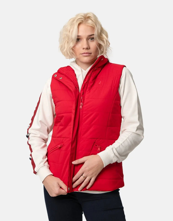 Polo Women's Sleeveless Red Puffer Jacket: Stylish Warmth for Winter