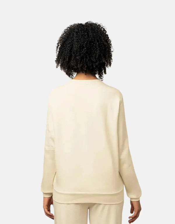 Cozy Textured Off-White Women's Sweatshirt: Soft Cotton Brushed Fleece Comfort