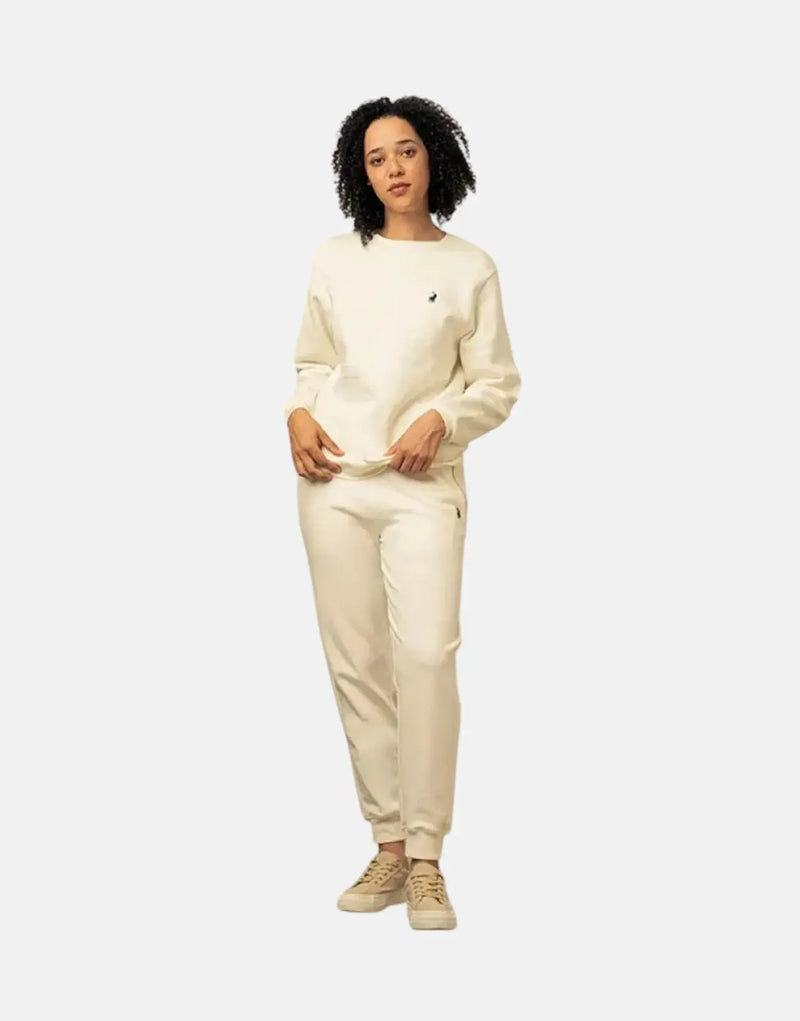 Cozy Textured Off-White Women's Sweatshirt: Soft Cotton Brushed Fleece Comfort