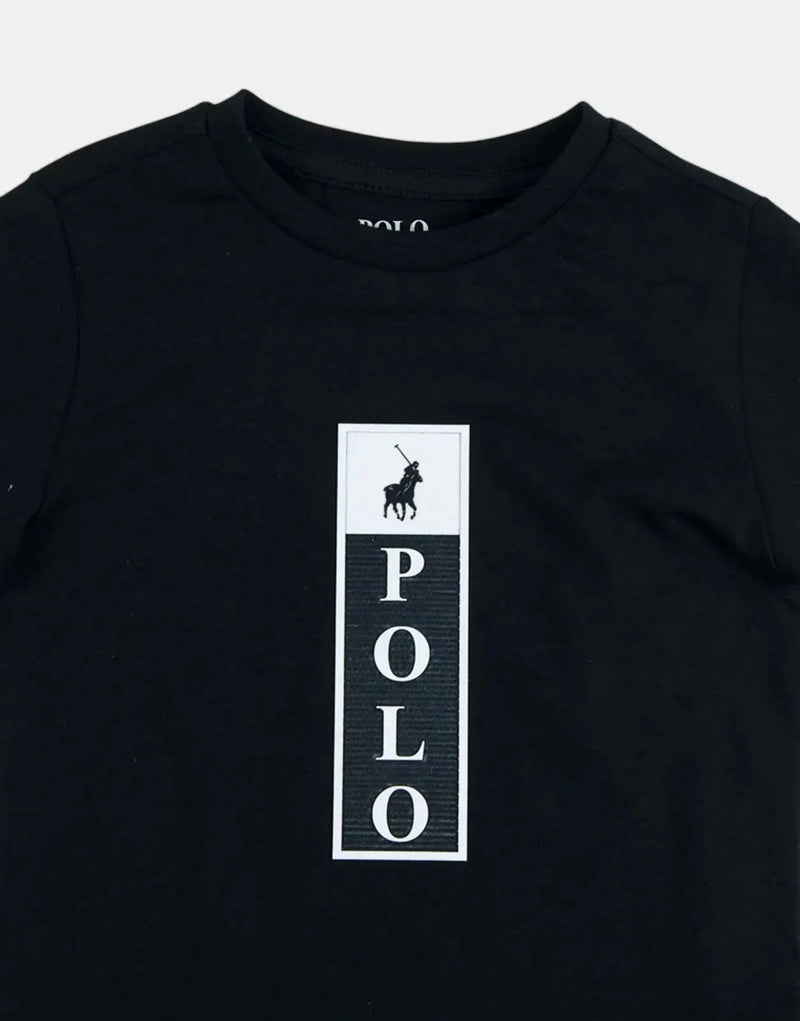 Polo Thabang Kids' Black Printed Cotton T-Shirt: Unique Design, Comfortable Fit