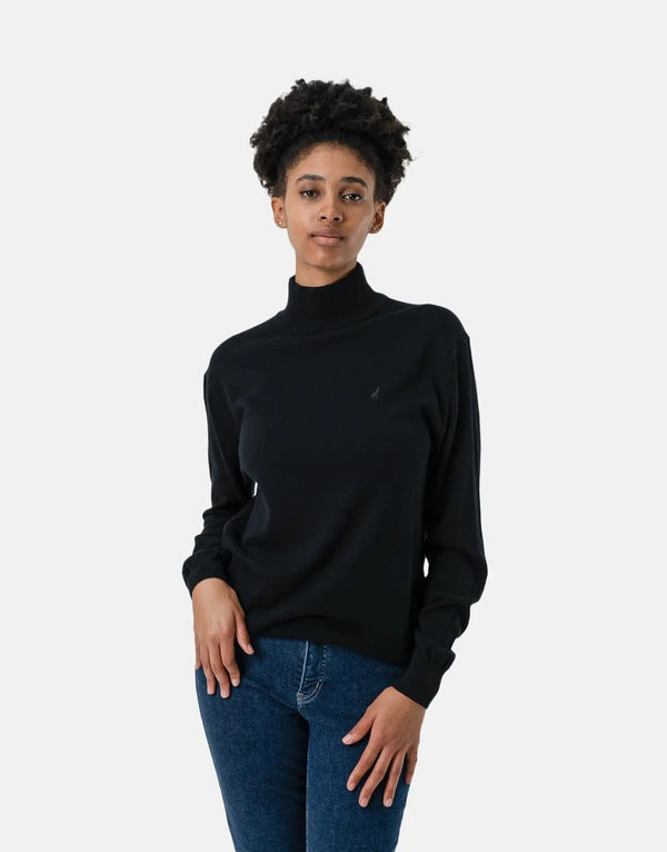 Polo Women's Luxurious Black High Collar Knitwear Sweater – Elegant Warmth & Style