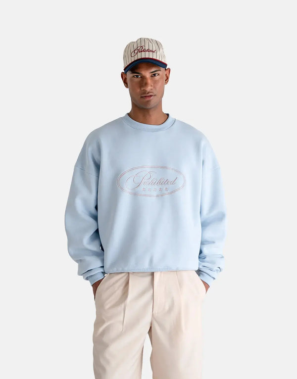 Prohibited Five Star Blue Crew Neck Sweatshirt: Soft, Stylish, and Versatile for Men