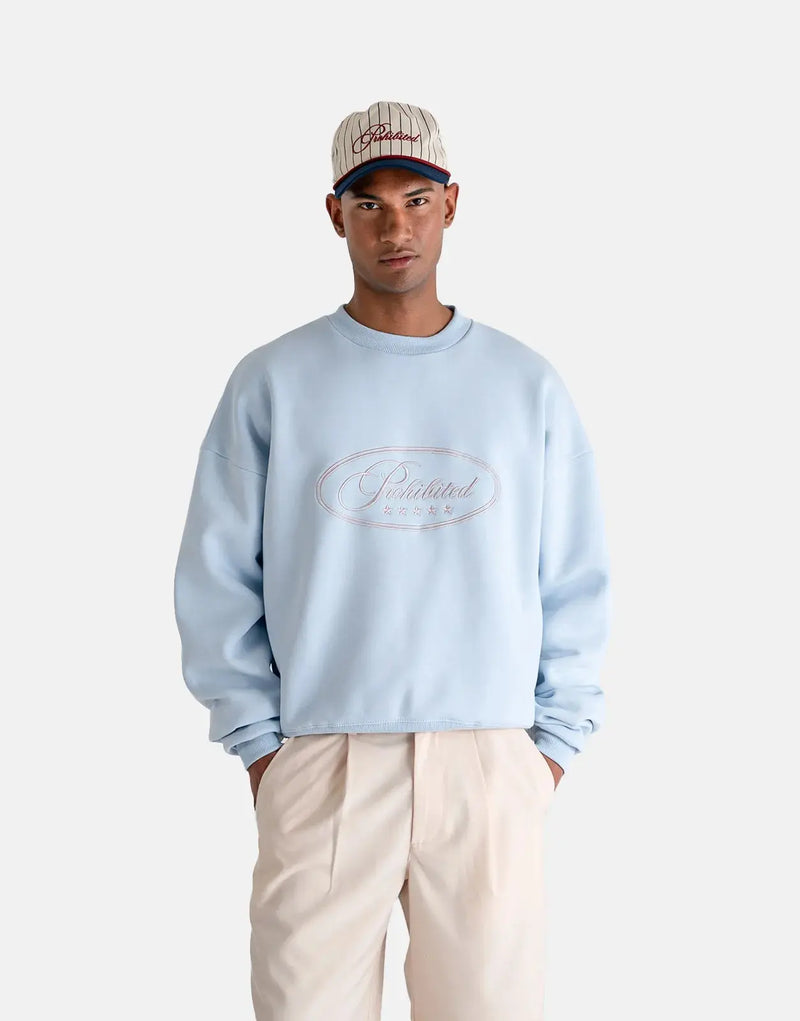 Prohibited Five Star Blue Crew Neck Sweatshirt: Soft, Stylish, and Versatile for Men