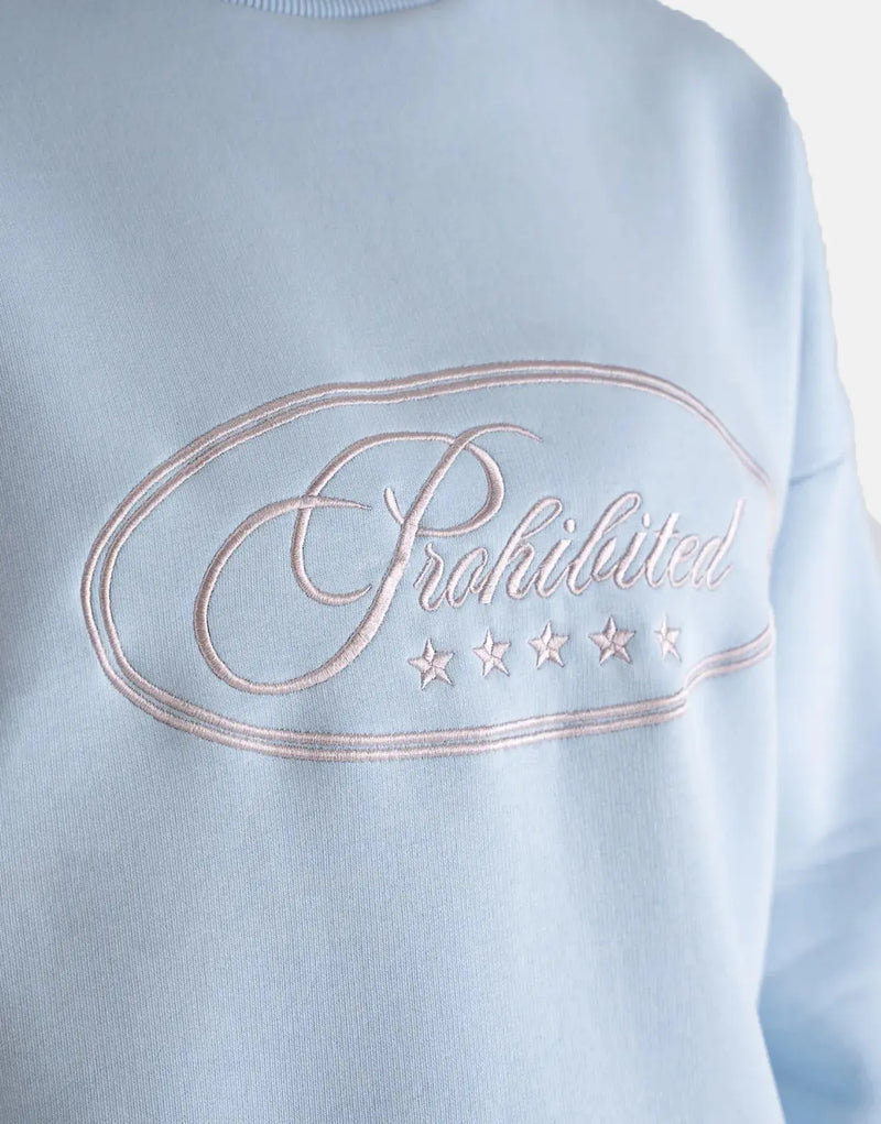 Prohibited Five Star Blue Crew Neck Sweatshirt: Soft, Stylish, and Versatile for Men