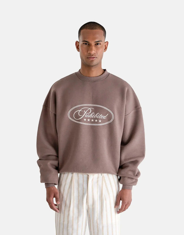 Prohibited Five Star Grey Crew Neck Sweatshirt - Soft, Durable, Everyday Comfort