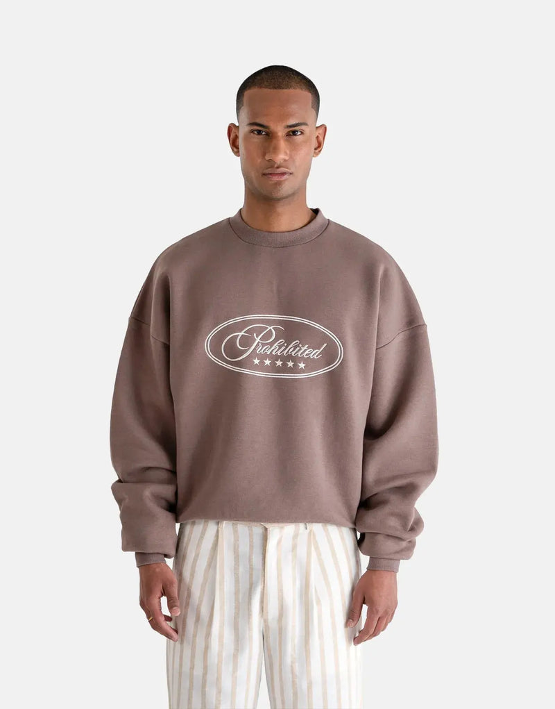 Prohibited Five Star Grey Crew Neck Sweatshirt - Soft, Durable, Everyday Comfort