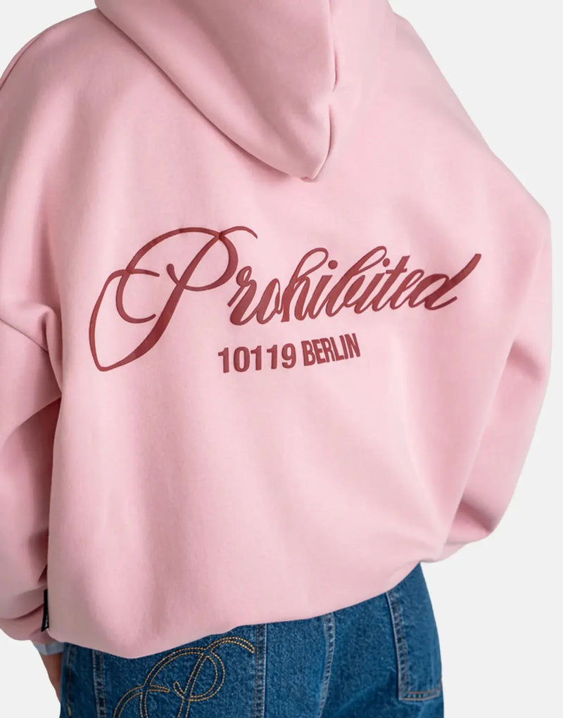 Prohibited Hometown Cherry Pink Hoodie: Plush Fleece Pullover for Ultimate Comfort & Style