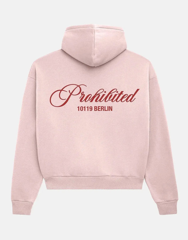 Prohibited Hometown Cherry Pink Hoodie: Plush Fleece Pullover for Ultimate Comfort & Style