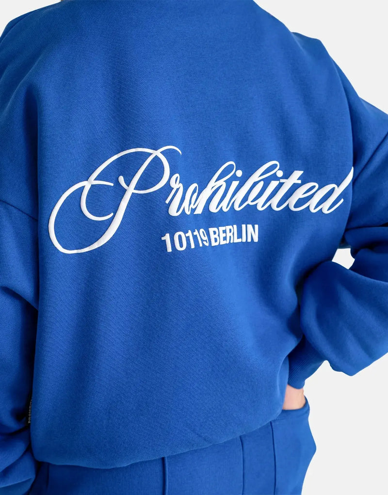 Prohibited Hometown Royal Blue Soft Cotton Blend Crew Neck Sweatshirt Men's Apparel