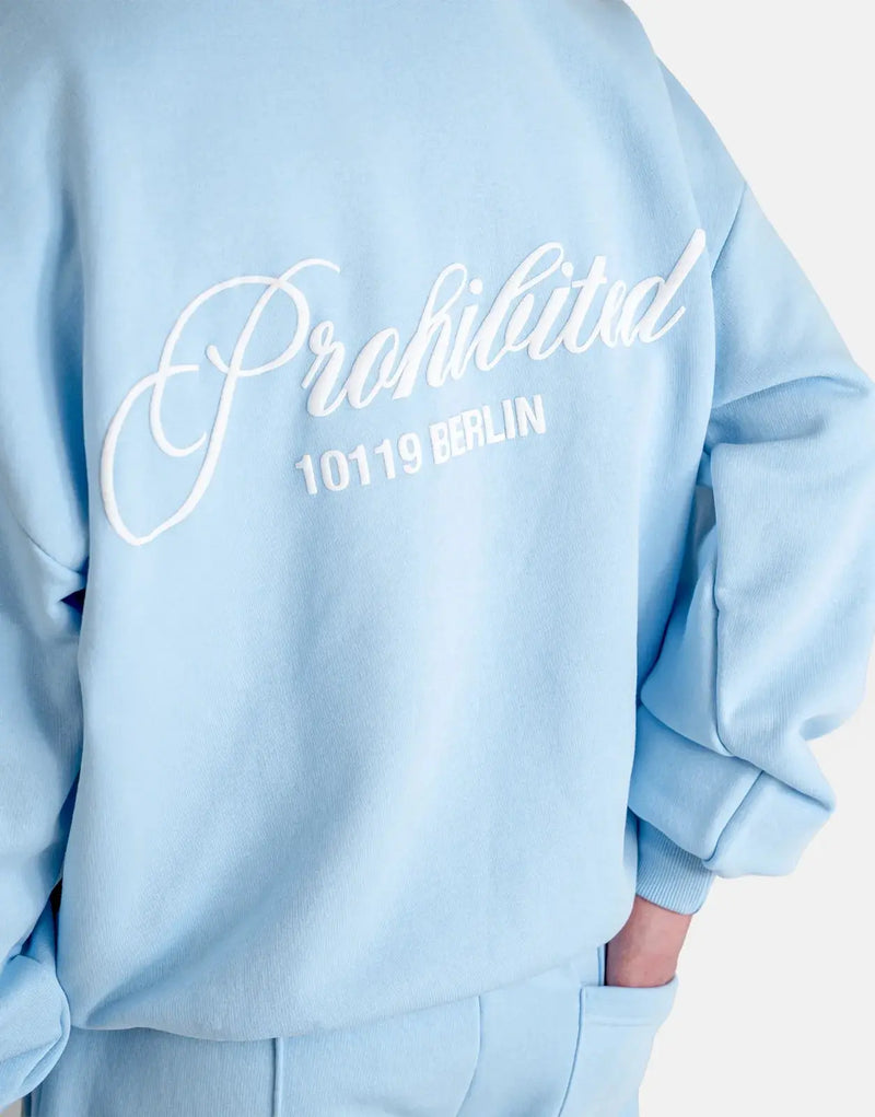Comfortable Sky Blue Crew Neck Sweatshirt, Soft Fabric, Relaxed Fit, Versatile Style