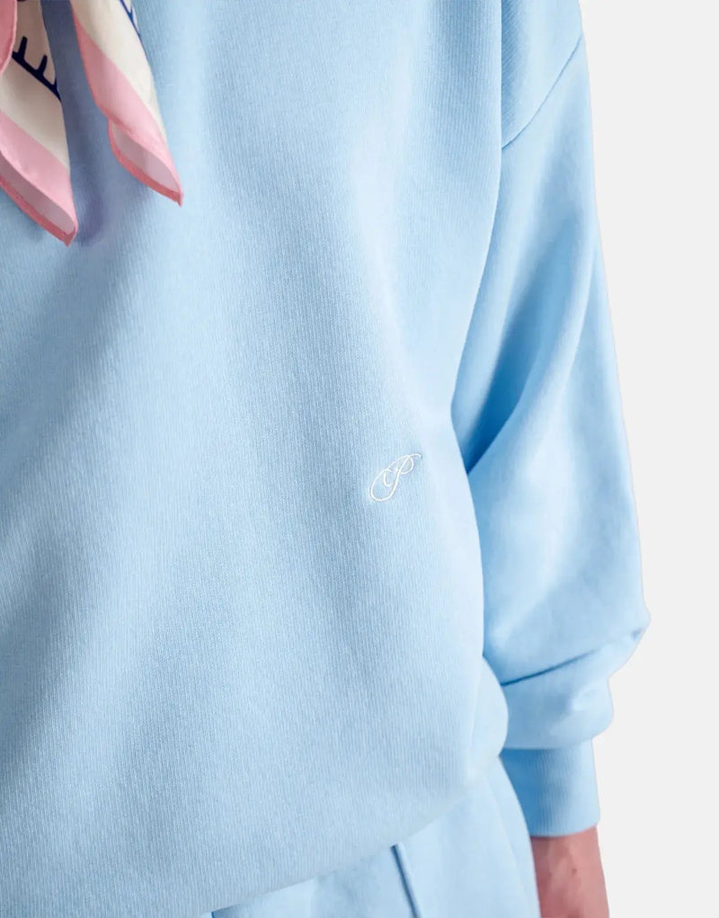 Comfortable Sky Blue Crew Neck Sweatshirt, Soft Fabric, Relaxed Fit, Versatile Style