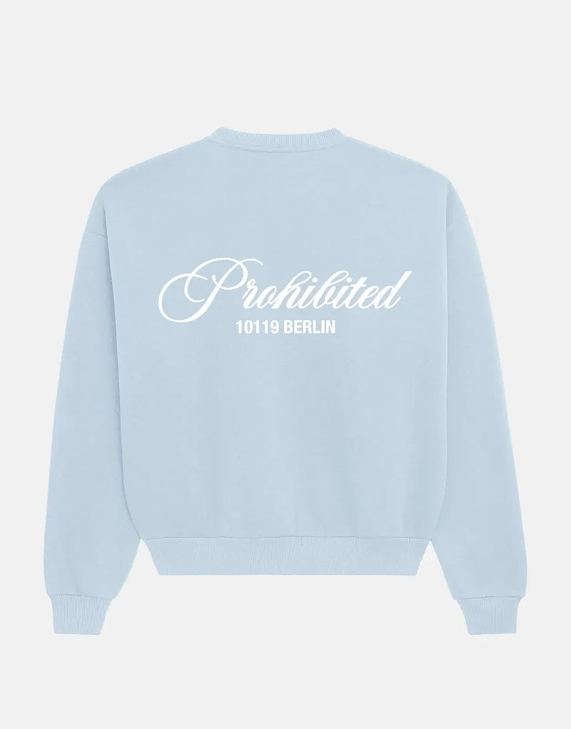 Comfortable Sky Blue Crew Neck Sweatshirt, Soft Fabric, Relaxed Fit, Versatile Style