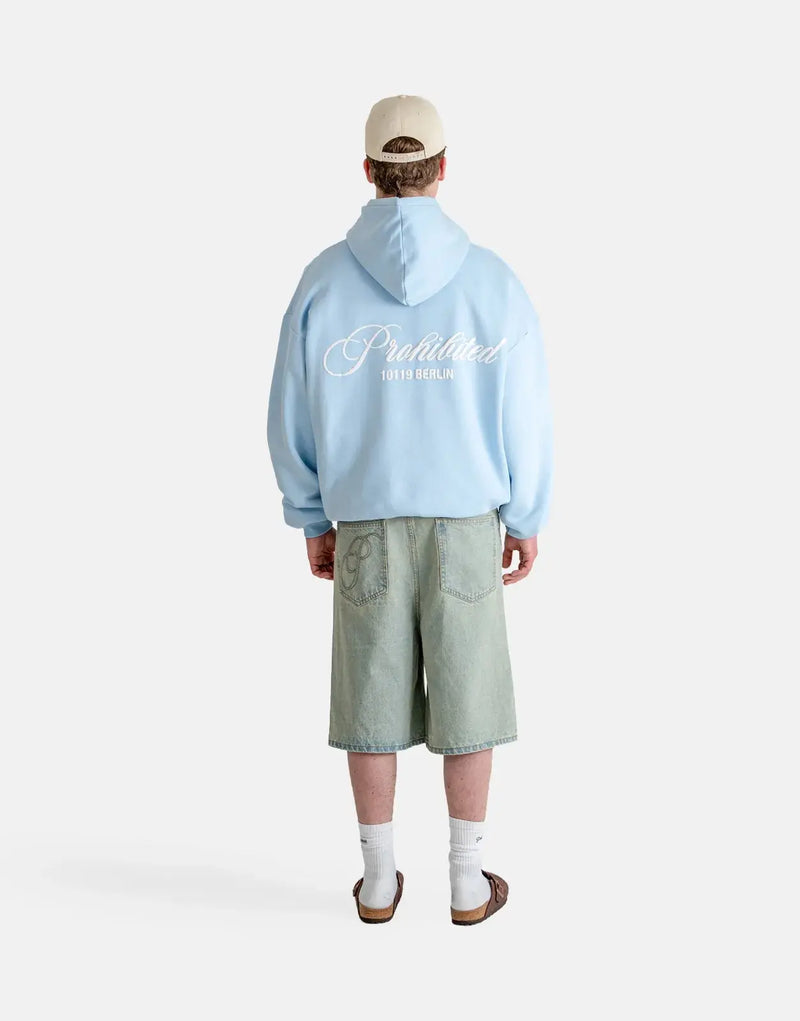 Prohibited Hometown Sky Blue Hoodie: Plush Comfort, Vibrant Azure, Durable Pullover Style