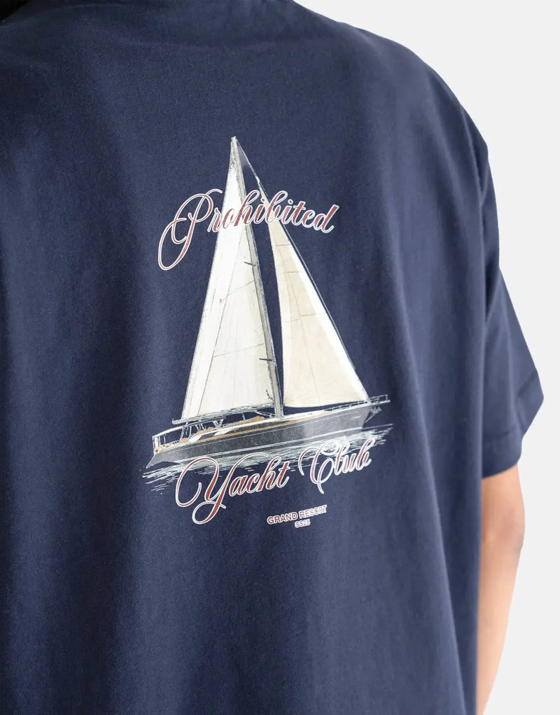 Premium Prohibited Yacht Navy T-Shirt: Soft Cotton, Classic Fit, Effortless Style