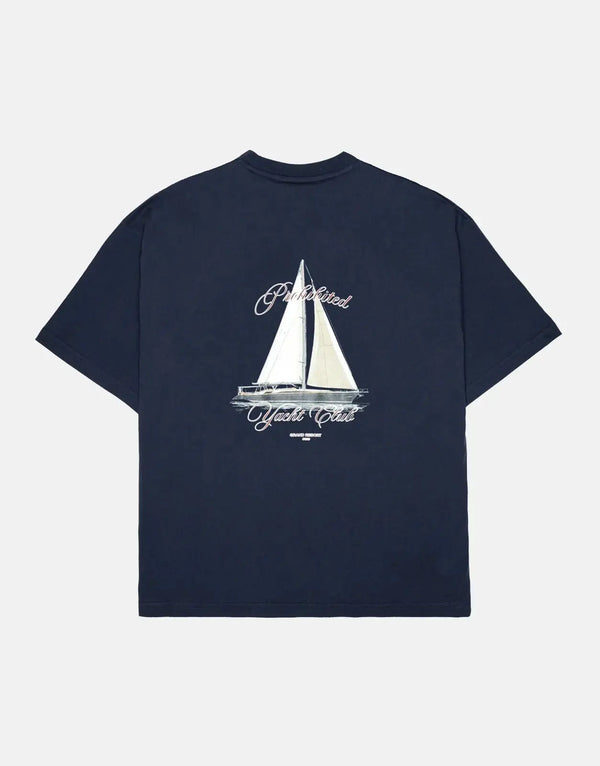 Premium Prohibited Yacht Navy T-Shirt: Soft Cotton, Classic Fit, Effortless Style