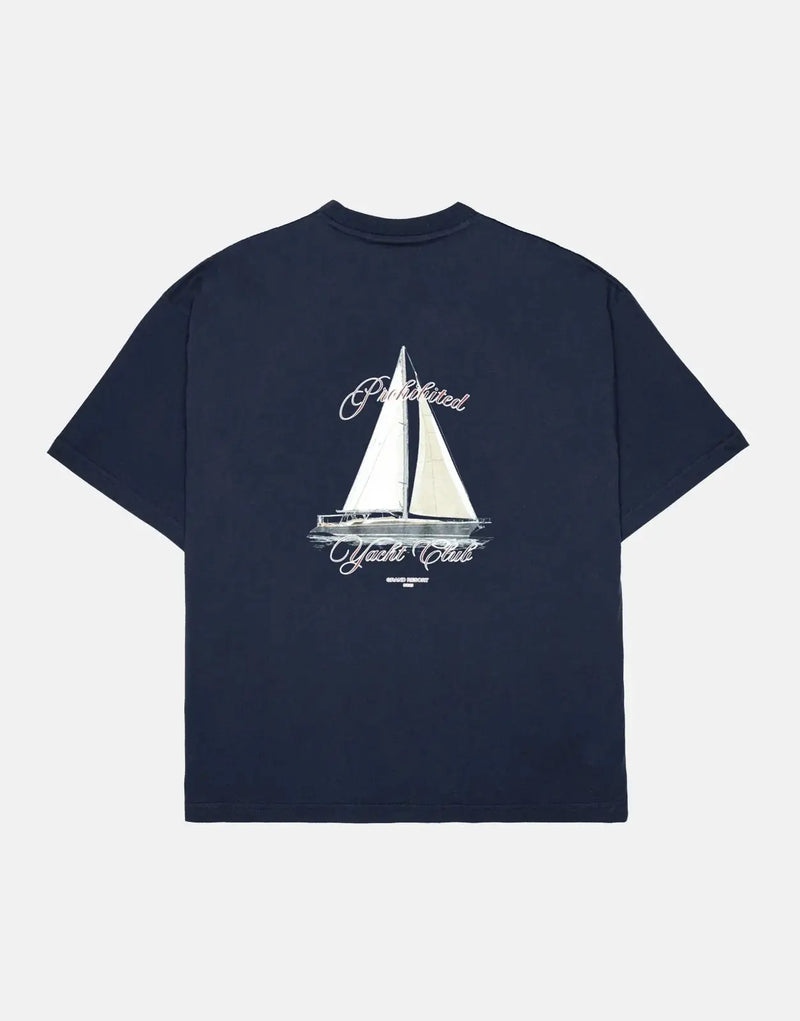 Premium Prohibited Yacht Navy T-Shirt: Soft Cotton, Classic Fit, Effortless Style