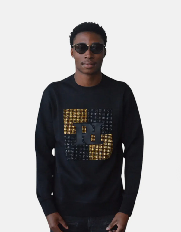 Pure Premium Bobbio Men's Black Knit Sweatshirt: Comfort & Timeless Style