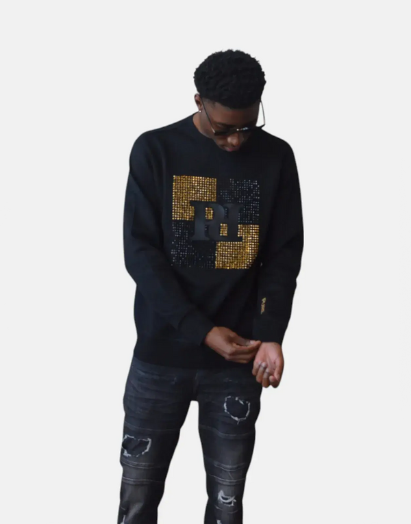 Pure Premium Bobbio Men's Black Knit Sweatshirt: Comfort & Timeless Style