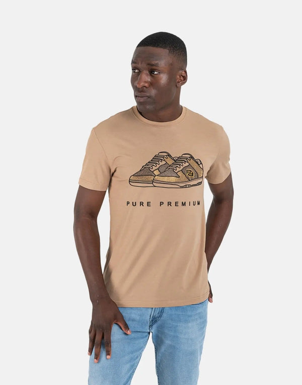 Pure Premium Men's Scrapa Tee: Ultimate Comfort, Stylish Brown Short Sleeve T-Shirt