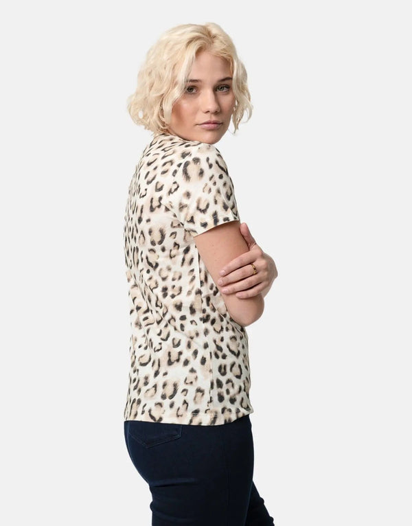 Replay Women's Brown Animal Print T-Shirt: Stylish, Comfortable, Versatile Crew Neck Top