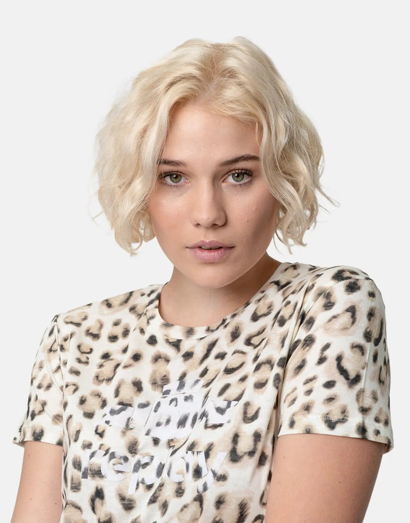 Replay Women's Brown Animal Print T-Shirt: Stylish, Comfortable, Versatile Crew Neck Top