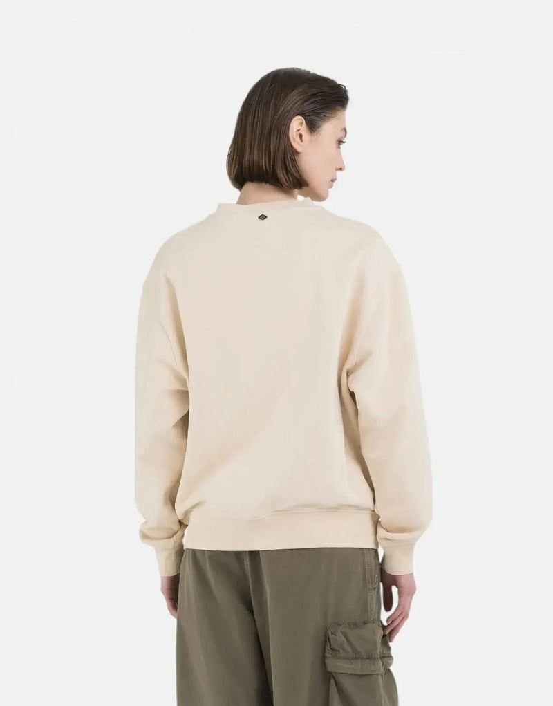 Luxurious Replay Attitude Light Sand Oversized Women's T-Shirt: Soft Cotton Comfort, Stylish Print