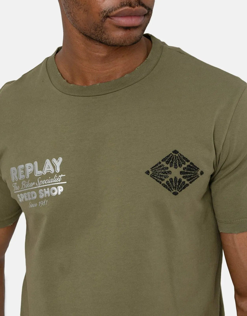 Replay Men's Biker Print Slim-Fit Graphic Tee: Road-Ready Style