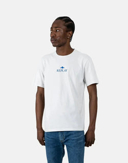 Replay Men's Soft White Cotton T-Shirt with Iconic Chest Logo Badge