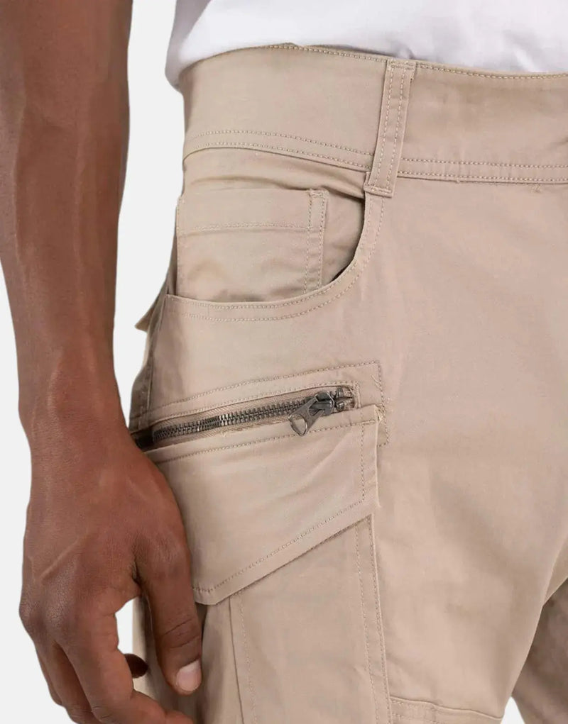 Replay Men's Rugged Brown Stretch Cotton Twill Cargo Pants with Multi-Pockets