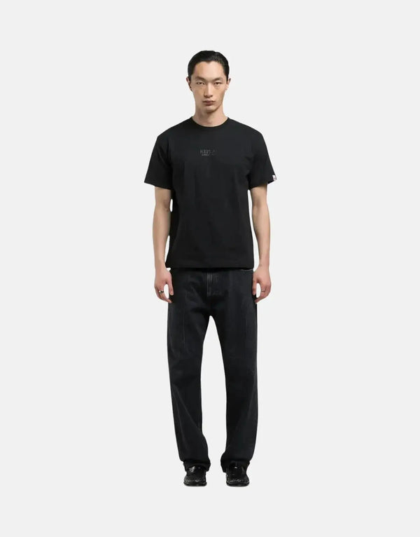 Replay Men's Black Organic Cotton Crew Neck Rubber Logo T-Shirt