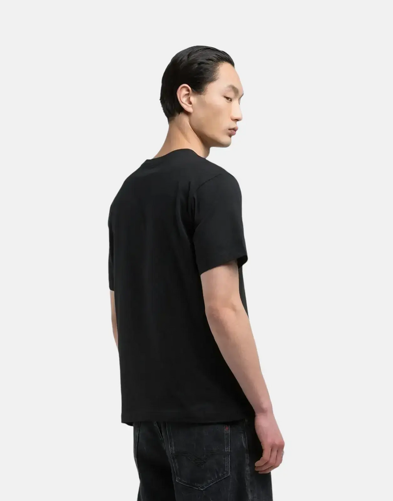 Replay Men's Black Organic Cotton Crew Neck Rubber Logo T-Shirt