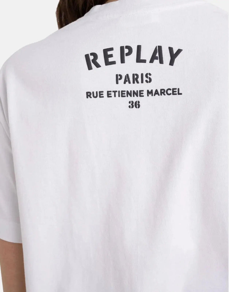 Replay Women's Diamond Pocket T-Shirt: Soft Cotton, Rhinestone Embellished, Crewneck Style