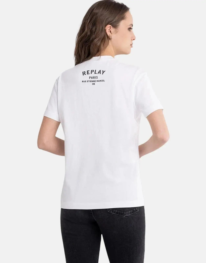 Replay Women's Diamond Pocket T-Shirt: Soft Cotton, Rhinestone Embellished, Crewneck Style