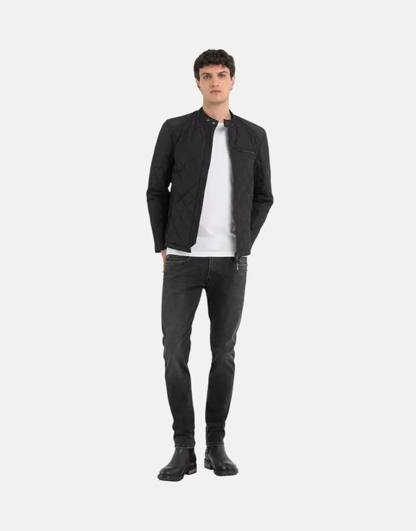 Replay Men's Diamond Quilted Puffer Jacket: Warm, Stylish, Durable Black Outerwear