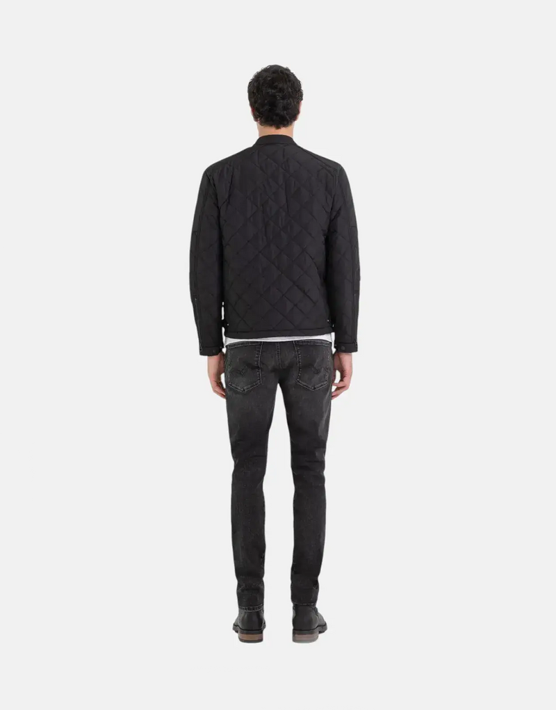 Replay Men's Diamond Quilted Puffer Jacket: Warm, Stylish, Durable Black Outerwear