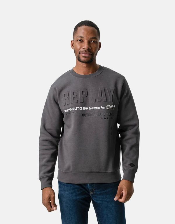 Replay Men's Endurance Run Sweatshirt: Premium Performance Titanium Black Pullover