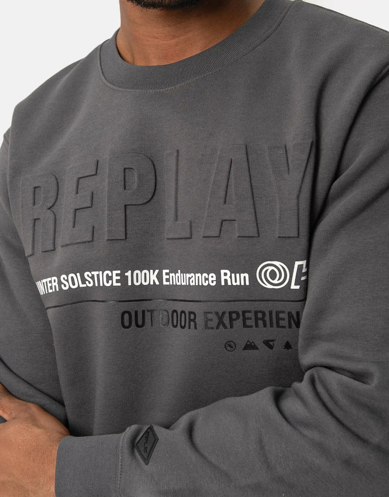 Replay Men's Endurance Run Sweatshirt: Premium Performance Titanium Black Pullover