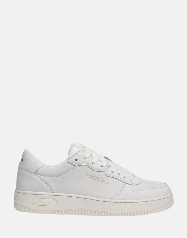Replay Epic Embase Block White Leather Sneakers: Stylish, Chunky Sole, Lace-Up Comfort