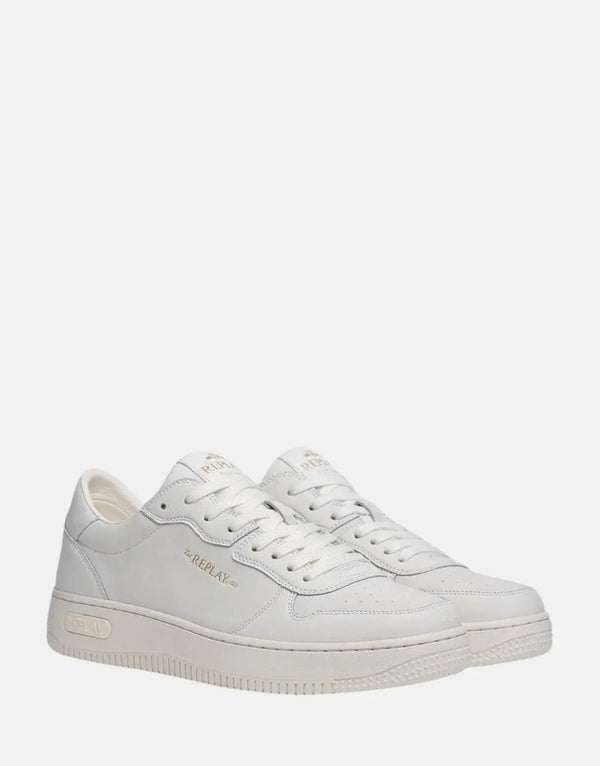 Replay Epic Embase Block White Leather Sneakers: Stylish, Chunky Sole, Lace-Up Comfort