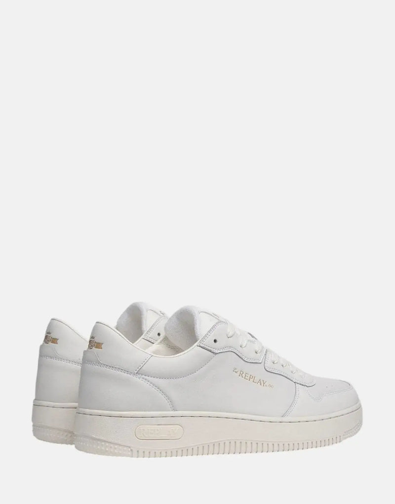 Replay Epic Embase Block White Leather Sneakers: Stylish, Chunky Sole, Lace-Up Comfort