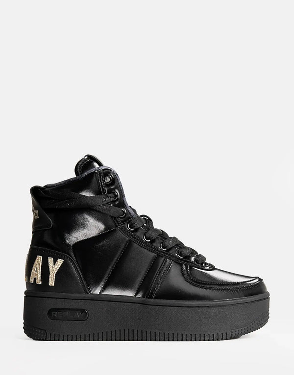 Replay Epic High Stand Out Black Sneakers - Women's Fashion High-Top Comfort