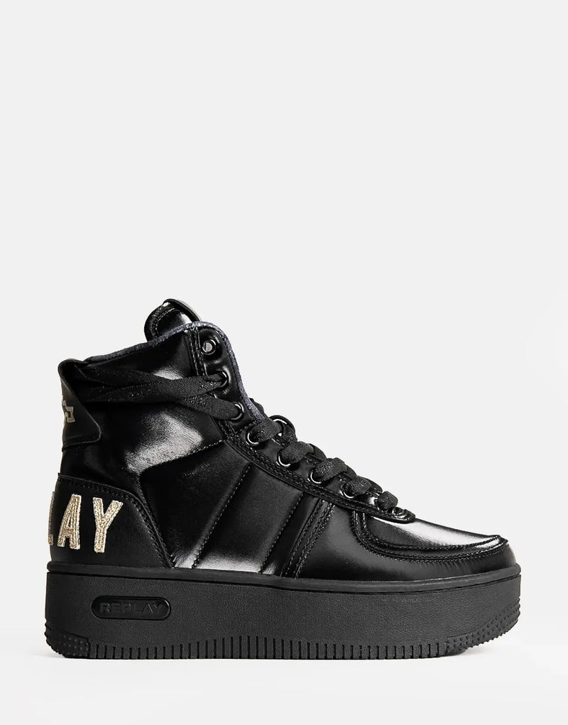 Replay Epic High Stand Out Black Sneakers - Women's Fashion High-Top Comfort