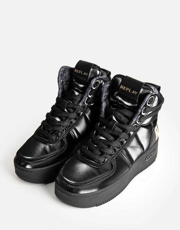 Replay Epic High Stand Out Black Sneakers - Women's Fashion High-Top Comfort