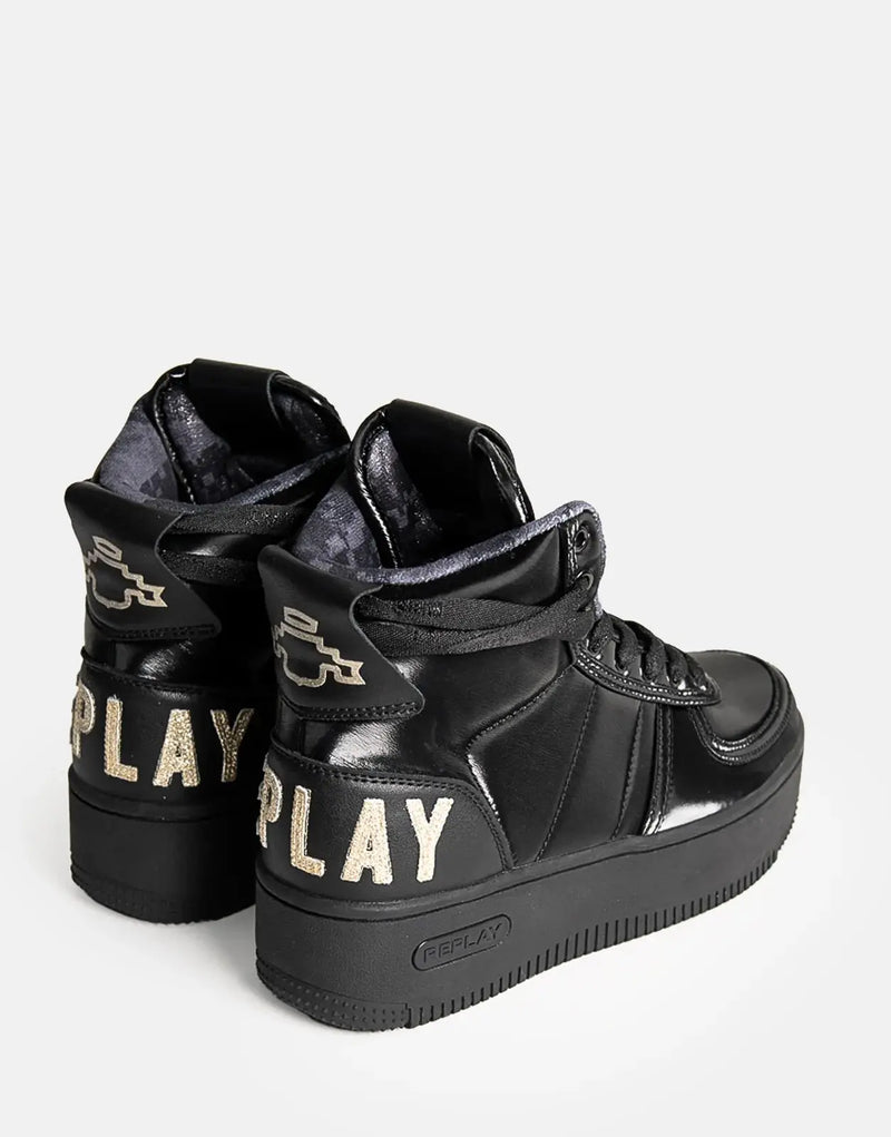 Replay Epic High Stand Out Black Sneakers - Women's Fashion High-Top Comfort
